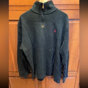 Polo Ralph Lauren Sweater Mens XL Black Red Pony 1/4 Quarter Zip Pullover